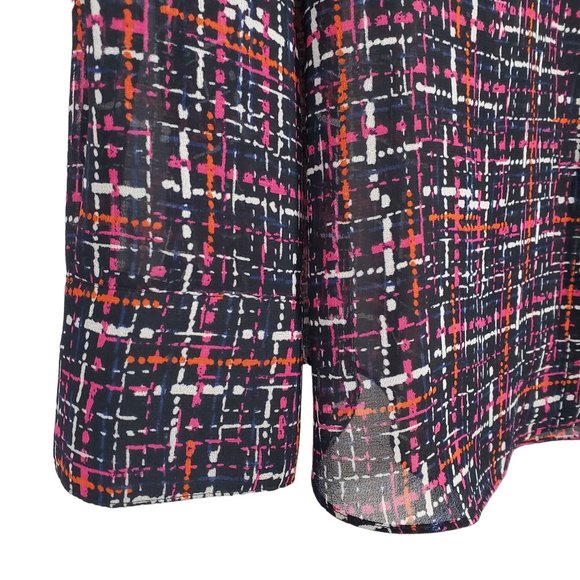 Chico's 4 Size 20/22 Blouse Chiffon Semi Sheer Tweed Print Button Up Long Sleeve - Picture 5 of 13